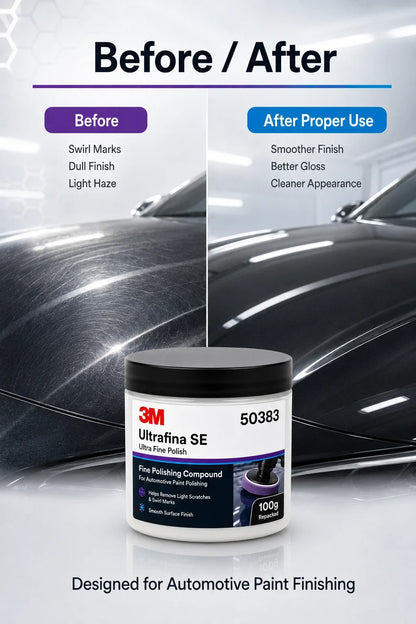 Lucidante Professionale 3M 50383 Ultrafina SE per Vernice Auto, Rimuovi Graffi e Ologrammi, Dettagliatura, Finitura Lucida, 100g Riconfezionato