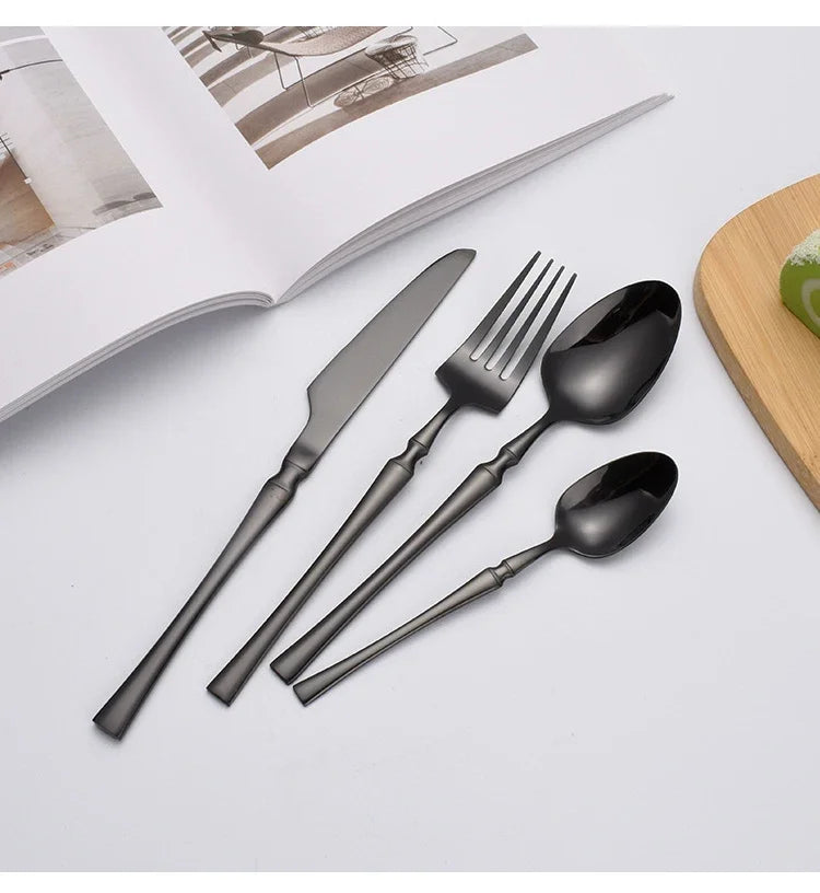 Set di posate in acciaio inossidabile da 30/40/60 pezzi, coltello, forchetta, cucchiaio da caffè, stoviglie, lavabili in lavastoviglie