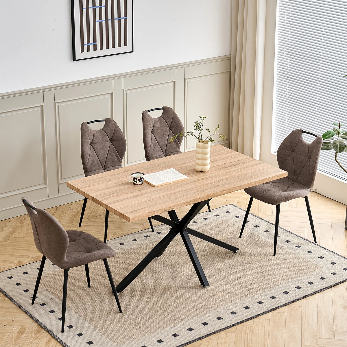 Sedia da pranzo moderna 2/4/6 pezzi, comode sedie imbottite con gambe in metallo per cucina/soggiorno/camera da letto