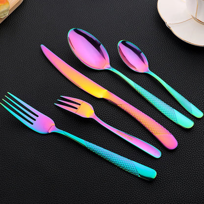Set di posate in acciaio inossidabile da 16 pezzi - Set di posate nere, lucidate a specchio, lavabili in lavastoviglie, include coltelli, forchette e cucchiai