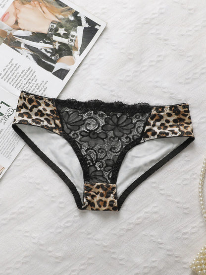 Bralette da donna in pizzo con stampa leopardata sexy con anello in acciaio Lingerie comoda biancheria intima di sollevamento set di biancheria intima a triangolo B2076