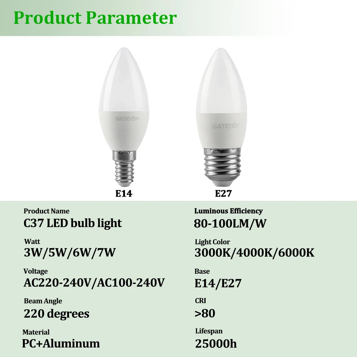 5-12pcs E14 E27 Lampadina Led 220V 110V 3W 5W 6W 7W Illuminazione Calda 3000K 6000K Lampada a Candela Led Lampadario Luce per la Decorazione Domestica