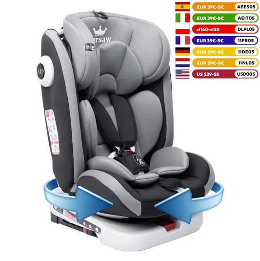 Seggiolino Auto per Bambini AP01 ECE ISOFIX KL005 con Rotazione a 360 Gradi °   Cintura Girevole a 5 Punti 9-36kg 0-12 Anni