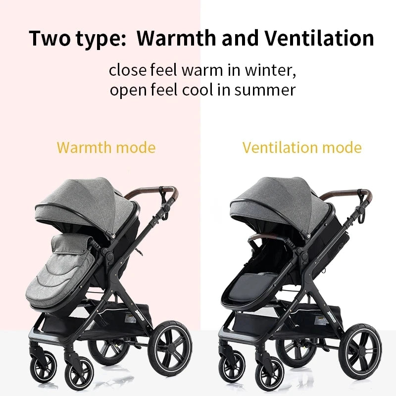 Nuovo passeggino di lusso 3 in 1 carrozzina da viaggio portatile pieghevole carrozzina alta paesaggio telaio in alluminio passeggino neonato