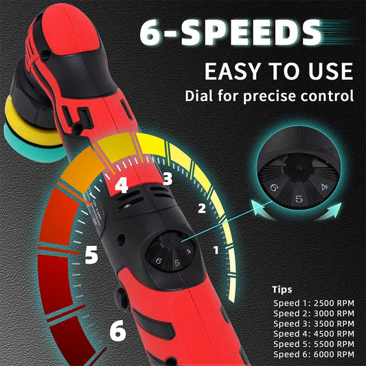 Lucidatrice per Auto Podofo Mini 12V Senza Fili, Macchina Lucidatrice Multifunzione a 6 Velocità, Lucidatrice per Auto con 3 Punte per Fari, Ruote, Bagagliaio