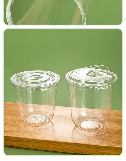 Tazza di plastica monouso per bevande fredde a forma di U, calibro 90, materiale PET, tazze da caffè trasparenti con coperchio, bicchiere da tè al latte sigillato