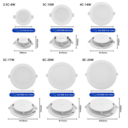 Confezione da 1-10 Faretti LED 3 CCT con Cambio Colore 3000K 4000K 6500K AC 110V 220V, Luce da Soffitto 6W 10W 14W 17W 20W 24W per Casa e Ingresso