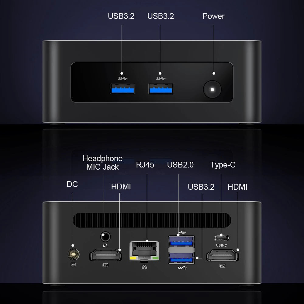 Mini PC MLLSE M6 con CPU Intel Core i5-12450H, 16 GB di RAM, SSD da 512 GB, WiFi 6, BT 5.2, mini computer desktop con Windows 11 Pro