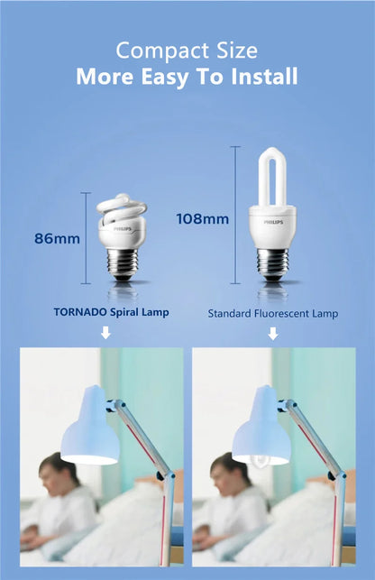 Philips Tornado Vite Edison fluorescente compatta E27 Luce a spirale 8W 12W 15W Lampadina a risparmio energetico 2700K 6500K Lampada a forma di torsione