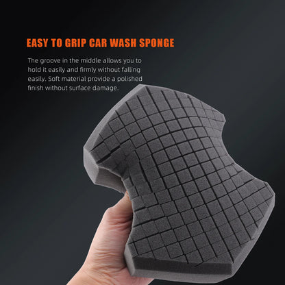 Spugna in schiuma SPTA Ultra Safe per la finitura della vernice dei veicoli, ruote e carrozzeria, con impugnatura ergonomica, strumento applicatore per il lavaggio.