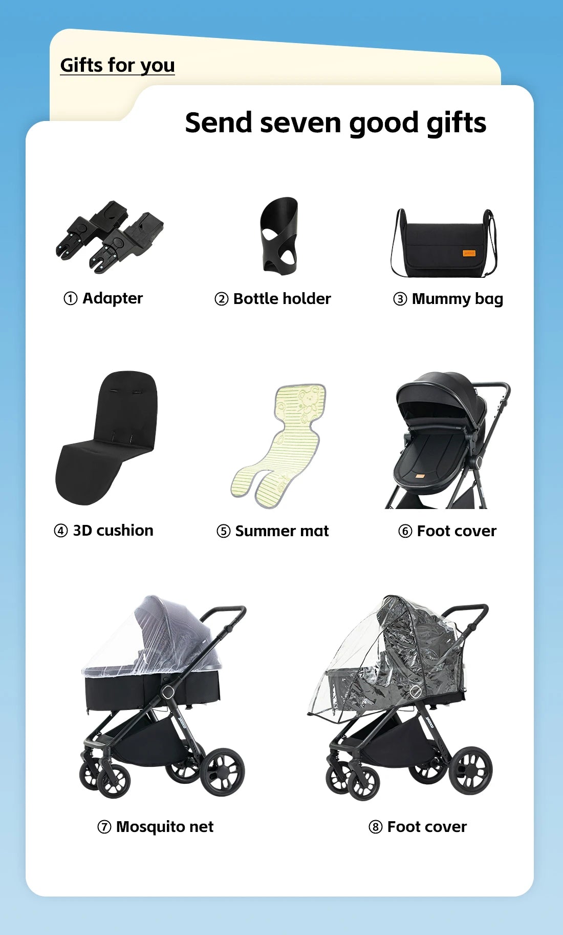 Passeggino 3-in-1 Pieghevole per Neonati con Seggiolino Auto e Culla, Telaio in Alluminio Leggero, Passeggino Estivo Traspirante per Panorami
