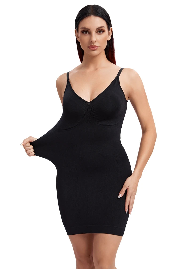 Sexy Full Slip Shapewear Abito da donna Scollo a V Aderente Biancheria intima Compressione liscia Shaper del corpo Dimagrante Vita Addome Pancia Corsetto