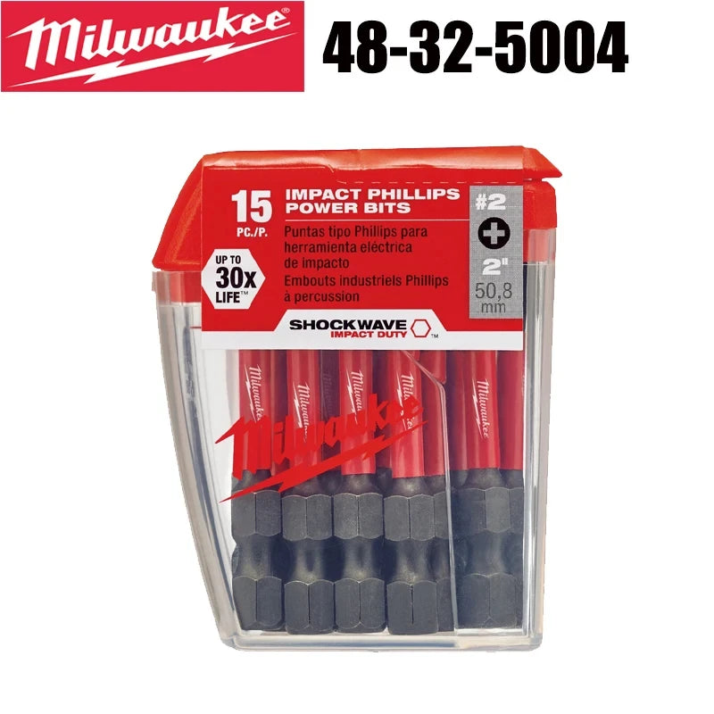Punte per Trapano a Impatto Milwaukee Shockwave PH2, Serie di Punte per Avvitatore da 25mm/50mm/90mm