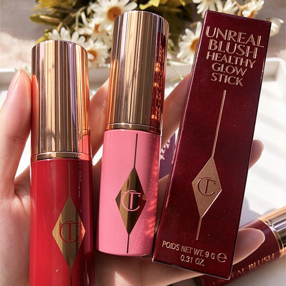 Charlotte Brand Blush in stick colorato, lucidalabbra idratante al collagene, rossetto in tubetto oro con diamante rosa, cosmetici Tilbury