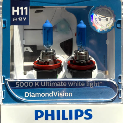 Philips H11 12V 55W Diamond Vision 5000K Lampadine alogene a luce super bianca Fari fendinebbia automatici 12362DVS2