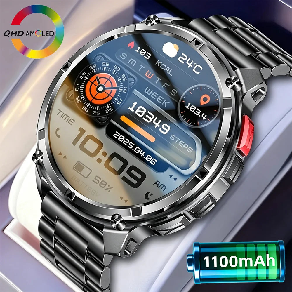 Nuovo Smartwatch T-REX3 Ultra con Batteria da 1100mAh, Impermeabile 10ATM, GPS, Bussola, Torcia, Display AMOLED HD da 1.7'', Chiamate, Orologio Sportivo Intelligente per Uomo