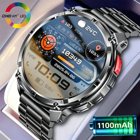 Nuovo Smartwatch T-REX3 Ultra con Batteria da 1100mAh, Impermeabile 10ATM, GPS, Bussola, Torcia, Display AMOLED HD da 1.7'', Chiamate, Orologio Sportivo Intelligente per Uomo