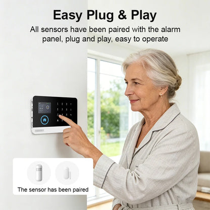 Sistema di Allarme PGST per Casa, Allarme di Sicurezza WIFI Antifurto con Sensore di Movimento per Porte, Compatibile con Tuya e Alexa