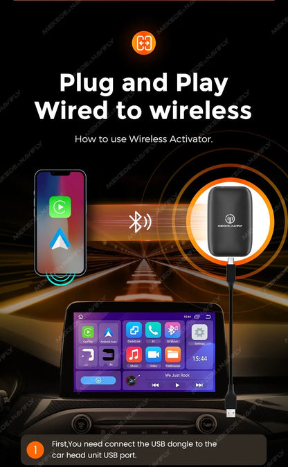 MEKEDE AI BOX Kit CarPlay con Sistema Operativo Android, CarPlay Wireless, Sistema di Intrattenimento Multimediale per Auto, Box TV Intelligente per Netflix e YouTube