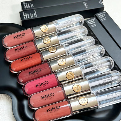 Rossetto KIKO Milano Double Touch 16 ore, non si trasferisce, a prova di sbavature, impermeabile, a prova di baci, lunga durata, fissaggio del colore, trucco liquido nude