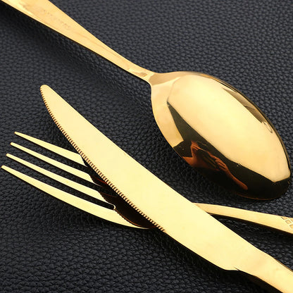 Set di posate in acciaio inossidabile da 16 pezzi - Set di posate nere, lucidate a specchio, lavabili in lavastoviglie, include coltelli, forchette e cucchiai