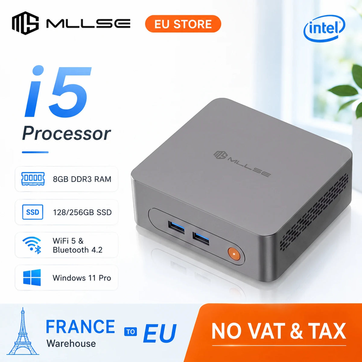 MLLSE M3 Pro Mini PC con Processore Intel Core I5-4310U, 8GB RAM DDR3, 128GB SSD M.2, Wi-Fi 5, BT 4.2, Windows 11 Pro, Mini Computer Desktop