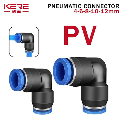 20 Pezzi Raccordo Rapido Pneumatico a Gomito a 90 Gradi in Plastica PV 4mm 6mm 8mm 10mm, Connettore Rapido a Innesto per Tubi Aria/Acqua a 2 Vie