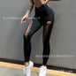 Reggiseno sportivo leggero a V profonda e sexy, pantaloni yoga a vita alta modellanti e scollati da donna