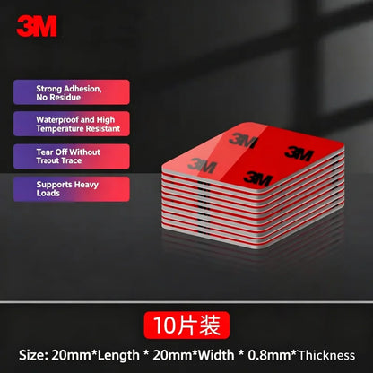 3M 10 pezzi 5108 Nastro biadesivo quadrato/rotondo, adesivo per fissaggio forte, nastro ad alta viscosità senza tracce, nastro speciale per fissaggio auto