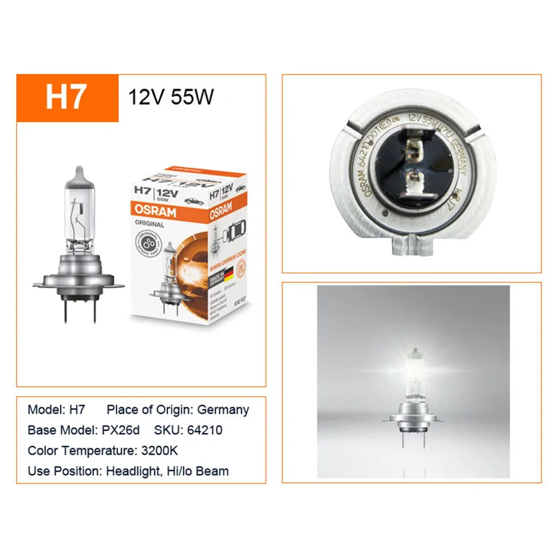 OSRAM H4 H7 H11 12V faro alogeno lampada originale per auto 3200K bianco caldo Standard autentico lampadina Made in Germany (1 pz)