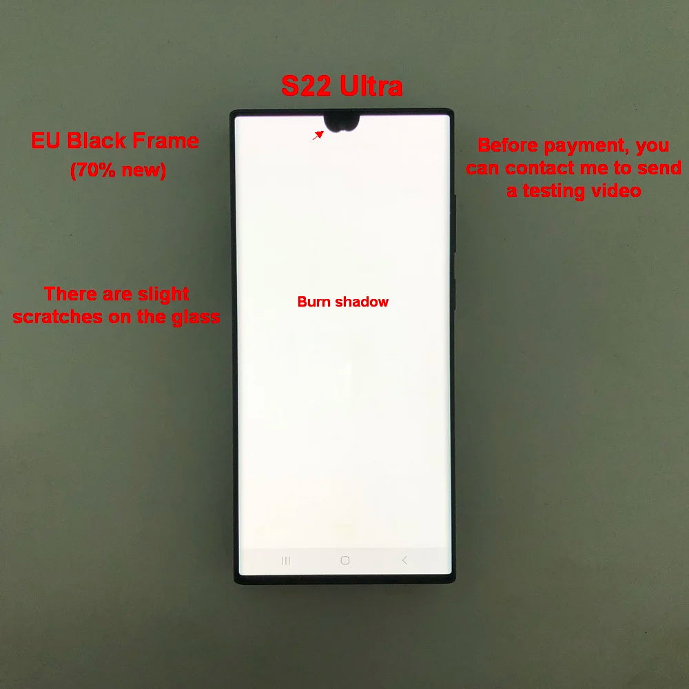 Display Super AMOLED per Samsung Galaxy S22 Ultra LCD SM-S908 S908U S908E, Schermo Touch Digitizer di Ricambio con Difetti