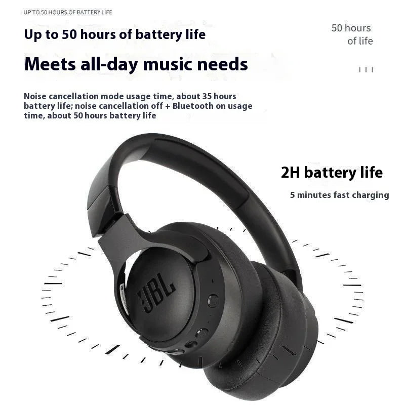 Cuffie wireless JBL Tune 760NC con tecnologia Bluetooth, cancellazione attiva del rumore, microfono integrato, ideali per il gaming.