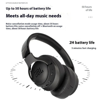 Cuffie wireless JBL Tune 760NC con tecnologia Bluetooth, cancellazione attiva del rumore, microfono integrato, ideali per il gaming.