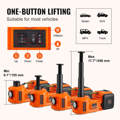 SucceBuy Cric per auto elettrica da 5 tonnellate 11023 LBS Martinetto idraulico Ascensore per auto portatile per SUV Berlina Cambia camion Pneumatici Riparazione garage