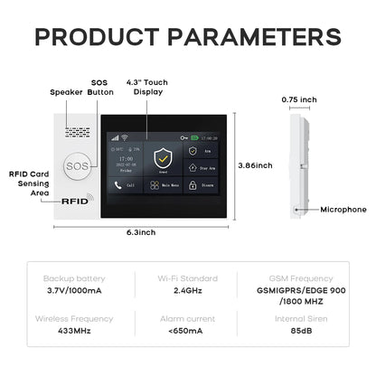 Sistema di allarme domestico wireless PGST, compatibile con Tuya, 4G/2G GSM WiFi, 433MHz, controllo da app, funziona con Alexa