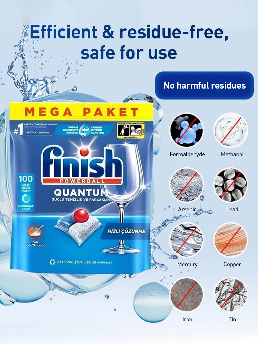 Pastiglie Detergenti Finish Quantum per Lavastoviglie 80/100pz - Potenti Compresse per Pulizia Lavastoviglie per Tutti i Tipi di Lavastoviglie