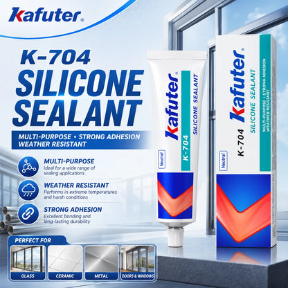Kafuter K-704 Sigillante Siliconico a Polimerizzazione Neutra, Adesivo Impermeabile RTV per Sigillatura di Vetro, Metallo e Ceramica