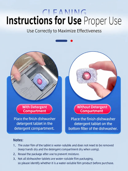 Pastiglie per lavastoviglie con involucro idrosolubile Powerball, detergente enzimatico pre-dissolvente per lavastoviglie, capsule per lavaggio piatti
