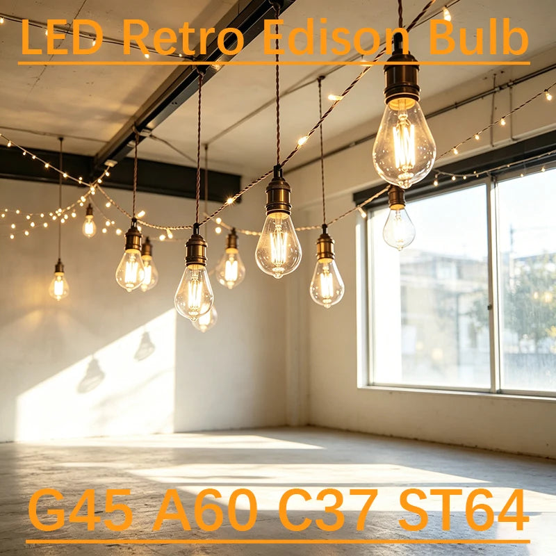 10 Lampadine LED E27 E14 B22 Stile Industriale Vintage, Retro Edison 8W 4W 6W 220V per Lampade a Filamento Incandescenti Edison
