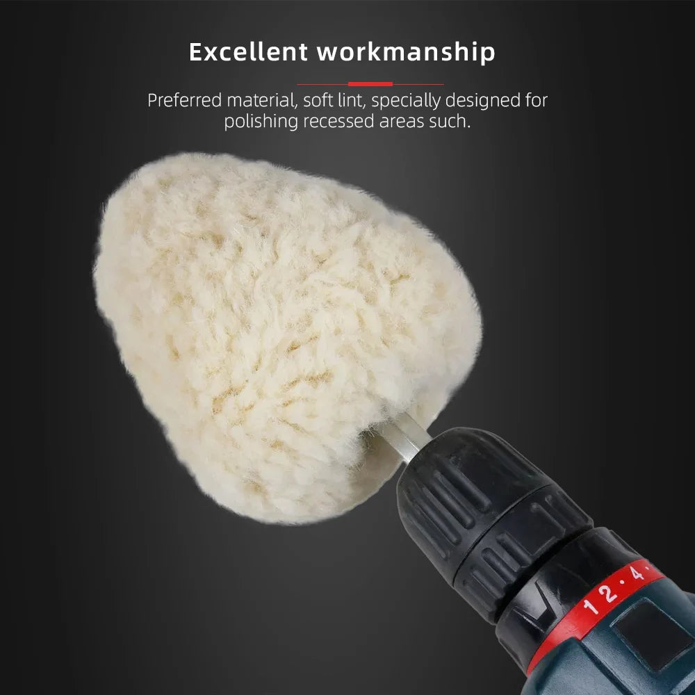 SPTA 1PC Sfera Lucidante in Lana Naturale da 4 Pollici (100mm) con Gambo Esagonale per Trapano Elettrico, Lucidatrice, Taglio, Riparazione Carrozzeria, Tampone Lucidante