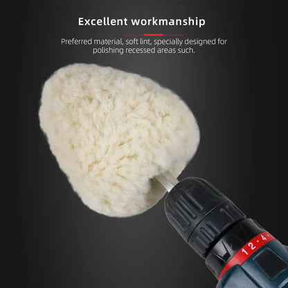SPTA 1PC Sfera Lucidante in Lana Naturale da 4 Pollici (100mm) con Gambo Esagonale per Trapano Elettrico, Lucidatrice, Taglio, Riparazione Carrozzeria, Tampone Lucidante