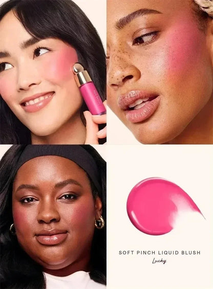Balsamo per labbra multicolore in stick, blush liquido in polvere, linea di cosmetici Rare Beauty, Believe Happy Bliss, a lunga tenuta, facile da applicare, per un trucco impeccabile.