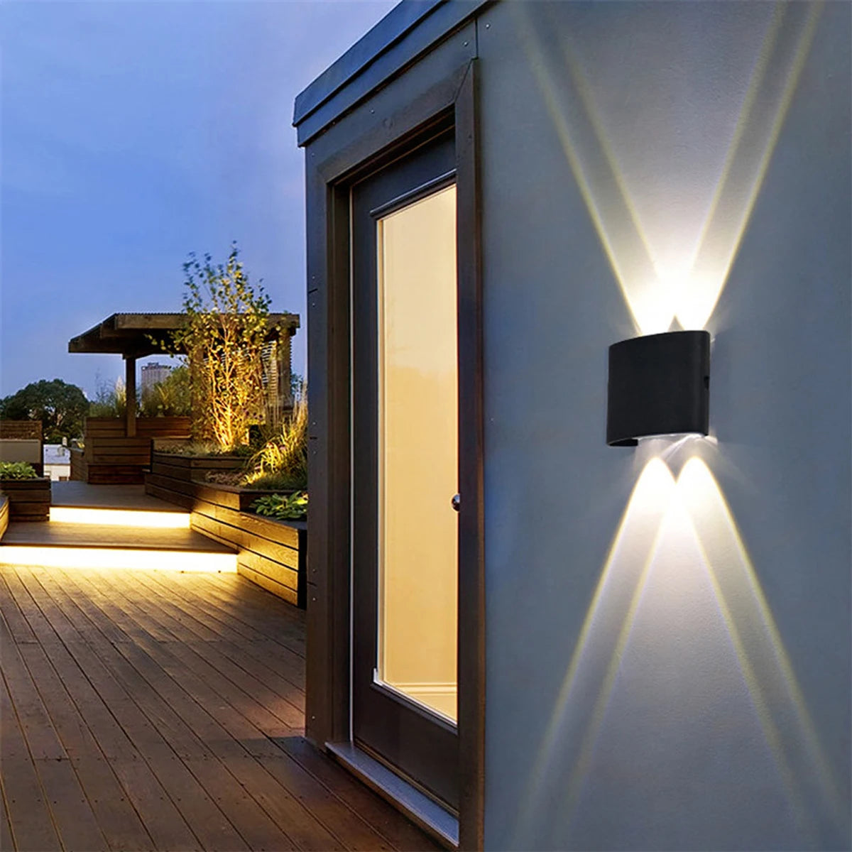 Lampada da parete a LED IP65 AC86-265V/DC12V-24V Illuminazione da giardino impermeabile per esterni Lampada da parete per scale per camera da letto interna in alluminio