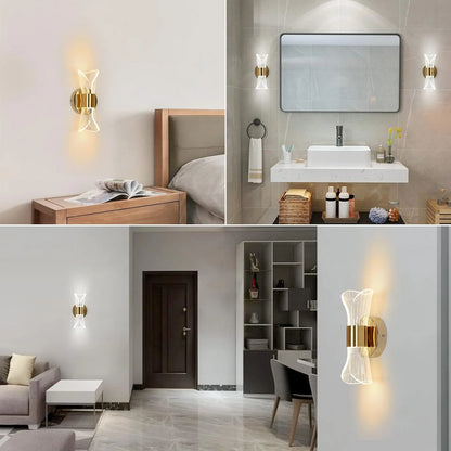 Lampada da parete per interni a LED 12W Lampada da parete moderna dimmerabile a 3 temperature di colore, illuminazione da parete in metallo acrilico per scale dell'ufficio della camera da letto