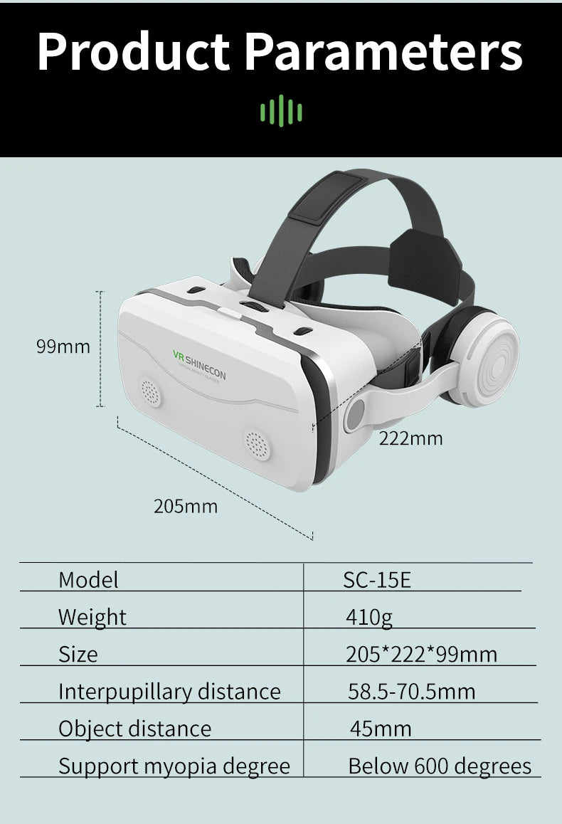 Occhiali per realtà virtuale VR Dispositivi per cuffie 3D Viar Occhiali per casco Lenti Smart per smartphone Telefono Cuffia mobile Realidade