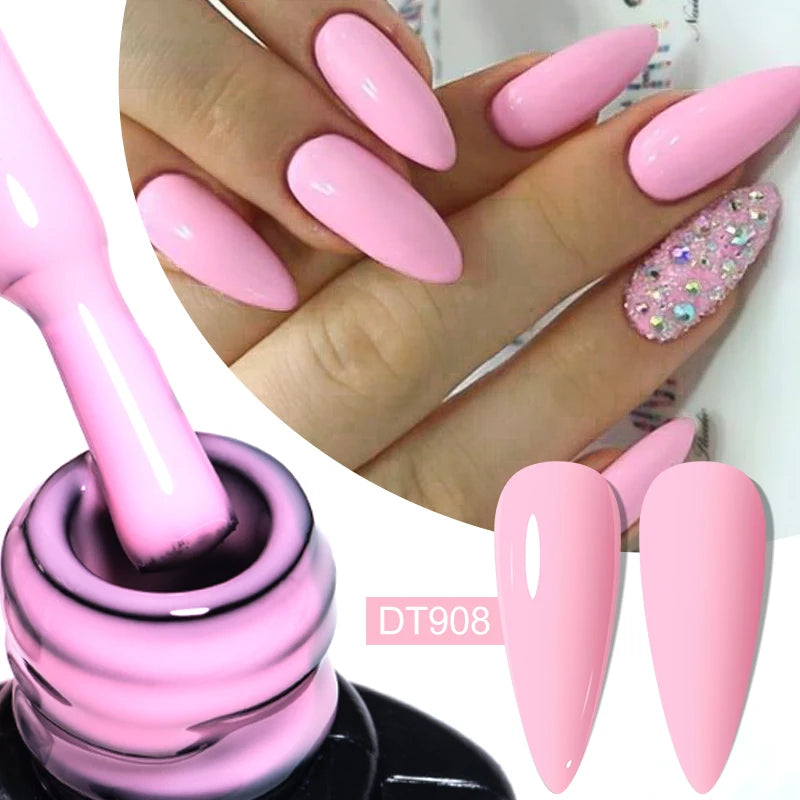 MEET ACROSS 7ml Gelatina Nuda Shimmer Base in gomma Gel Glitter Rosa Viola UV/LED Nail Art Vernis Gel Smalto per manicure Unghie FAI DA TE