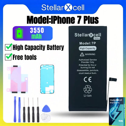 Batteria StellarXcell Ultra per iPhone, Spedita dalla Germania, per iPhone 7 8 X XR XS XSMAX 11 12 13 14 15 Mini Plus Pro Promax, Batteria ad Alta Capacità, Batteria di Alta Qualità, Batteria Sostitutiva per iPhone con Stru
