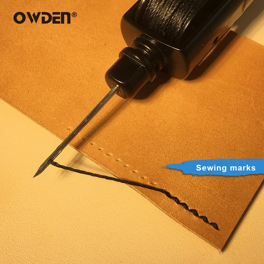 OWDEN Strumento per punteruolo per cucire in pelle con filo per cucire e ago Strumenti per calzolaio Strumento per punteruolo per punture Kit per cucito in pelle con cuciture veloci