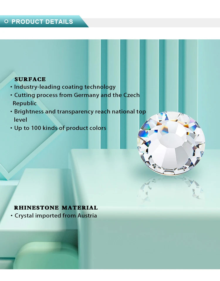 Cristalli YHB Bright Series Crystal AB Dazzling Hotfix Nonhotfix con elettroplaccatura, strass piatti Hotfix per scarpe, borse e abbigliamento.