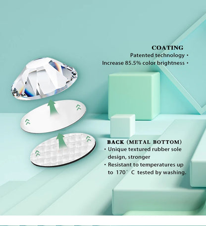 Cristalli YHB Bright Series Crystal AB Dazzling Hotfix Nonhotfix con elettroplaccatura, strass piatti Hotfix per scarpe, borse e abbigliamento.